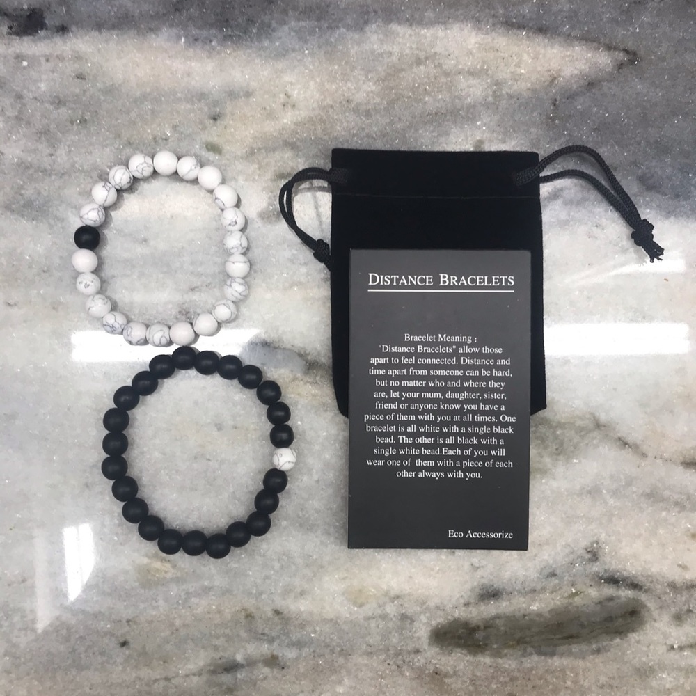 Couple’s Bracelets Long Distance Black and White